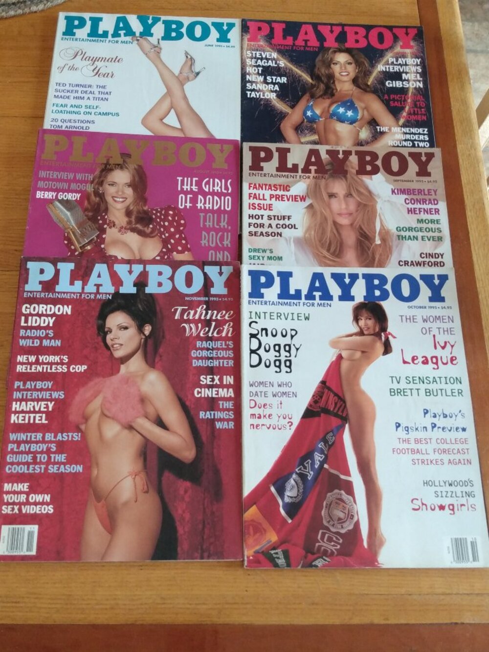 6 Vintage 1995 Playboy Magazines June -Nov.